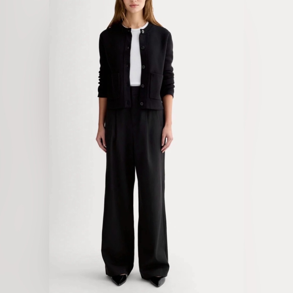 Everlane - THE DRAPER PLEATED PANT IN BUTTERSMOOTH / Black / 4 Short